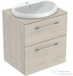 Geberit SELNOVA SQUARE 59, 1x50, 2 cm-es 2 fiókos alsószekrény pulttal és Variform mosdóval, világos hikoridió 502.871. 00.1 (502871001)