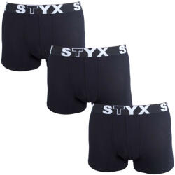 Styx 3PACK férfi boxeralsó Styx sport gumi túlméretezett fekete (3R960) 5XL