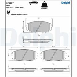 DELPHI fékbetétkészlet, tárcsafék DELPHI LP3877 (LP3877)