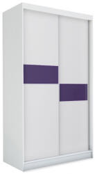 Expedo Dulap cu uși glisante ADRIANA, 150x216x61, alb/sticlă violet Garderoba