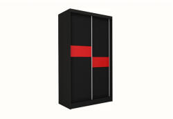 Expedo Dulap cu uși glisante ADRIANA, 150x216x61, negru/sticlă roșie