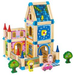 Eco Toys Set de constructii casa 6 in 1 din blocuri din lemn Ecotoys MA429