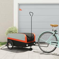 vidaXL fekete-narancssárga vas kerékpár utánfutó 45 kg (94061)