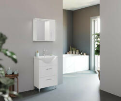 Savinidue Smart 55cm-es lenyílós fiókos fürdőszobaszekrény polccal + mosdó - smartbutor