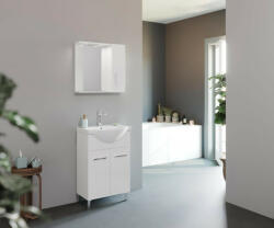 Savinidue Smart 55cm-es két ajtós fürdőszobaszekrény polccal + mosdó - smartbutor