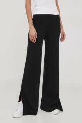 Calvin Klein nadrág gyapjú keverékből fekete, magas derekú széles - fekete S