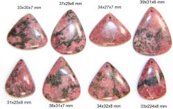  Pandantiv/Cabochon Rodonit cu Gaura Mineral Natural - Oval - 28-40 x 18-26 x 6-8 mm - 1 Buc