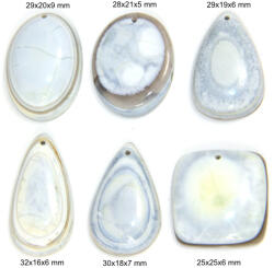  Pandantiv din Pirita cu Hematit - Picatura - Oval - 28-42x20-32x4-7 mm - 1 Buc