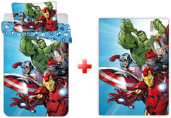  Bosszúállók Light Blue gyerek ágyneműhuzat (100x135 cm, 40x60cm) és polár takaró szett (100x140cm) (JVL0113)