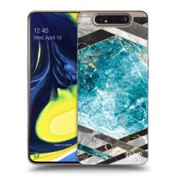 Picasee Husă transparentă din silicon pentru Samsung Galaxy A80 A805F - Blue geometry