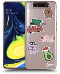 Picasee Husă transparentă din silicon pentru Samsung Galaxy A80 A805F - Christmas Stickers