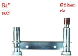 Borsfém Mérőhíd 1"-22mm, acél-réz csatlakozással