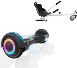 Smart Balance 6, 5 hüvelykes hoverboard csomag standard üléssel, Regular Carbon PRO, standard autonómiával és fehér ergonómikus hoverkarttal, Smart Balance