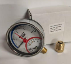 T-METER thermo-manometer alsó csatlakozással 1/2" 0-4 bar, átmérő 80 mm (EG-MTR-SFER)