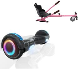 Smart Balance 6, 5 hüvelykes hoverboard csomag standard üléssel, Regular Carbon PRO, kiterjesztett autonómiával és rózsaszín ergonómikus hoverkarttal, Smart Balance