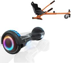 Smart Balance 6, 5 hüvelykes hoverboard csomag standard üléssel, Regular Carbon PRO, kiterjesztett autonómiával és narancssárga ergonómikus hoverkarttal, Smart Balance