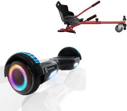 Smart Balance 6, 5 hüvelykes hoverboard csomag standard üléssel, Regular Black PRO, kiterjesztett autonómiával és piros ergonómikus hoverkarttal, Smart Balance