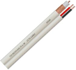  Cablu coaxial RG59 si alimentare 2x0.75mm, Alb, rola 100 metri (TSY-RG59+2X0.75-L-W)