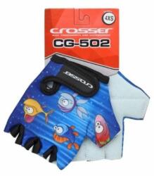 Crosser CG-502 Fish Kids rövid ujjú gyerek kesztyű, kék, halacska mintás, 2XS-es méret