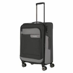 Travelite Viia antracit 4 kerekű bővíthető közepes bőrönd (92848-04)