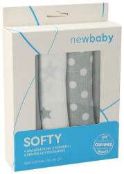 New Baby - Scutece din bumbac imprimat din pânză Softy 70 x 70 cm 4 buc gri și alb (8596164092675)