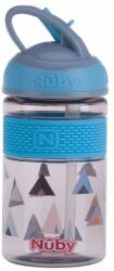 Nuby - Sticluță sport 2în1 cu pai greu pliabil, 360 ml, albastru, 3+, 3+ (NV0414024BLUE)