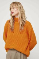 Bruuns Bazaar gyapjú pulóver meleg, női, narancssárga, félgarbó nyakú - narancssárga L