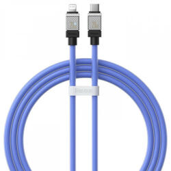  USB Type-C töltő- és adatkábel, Lightning, 100 cm, 2400mA, 20W, törésgátlóval, gyorstöltés, PD, Baseus Coolplay, CAKW000003, lila