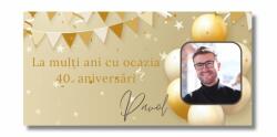 Personal Banner pentru ziua de naștere cu fotografie - Golden Birthday Dimensiunea bannerului: 130 x 260 cm