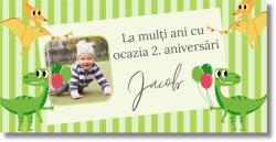 Personal Banner pentru ziua de naștere cu fotografie - Dinozauri Dimensiunea bannerului: 130 x 65 cm