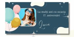 Personal Banner pentru ziua de naștere cu fotografie - Blue Aesthetic Dimensiunea bannerului: 130 x 260 cm
