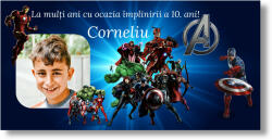 Personal Banner pentru ziua de naștere cu fotografie - Avengers Dimensiunea bannerului: 130 x 260 cm