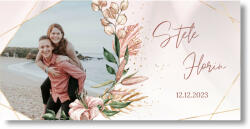 Personal Banner de nuntă cu fotografie - Lovely pink Dimensiunea bannerului: 130 x 260 cm