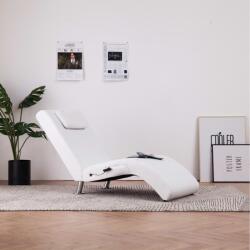 vidaXL Șezlong de masaj cu pernă, alb, piele artificială (281285) - comfy
