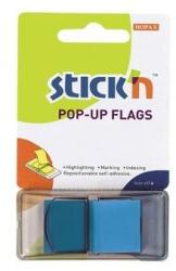 STICK'N Film index autoadeziv STICK'N POP-UP cu dispenser 45x25mm, 50 file/set, Albastru (HO-26030)