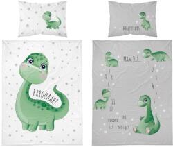 Detexpol Maya Moo, Dinozaur, set lenjerie de pat single, verde, 90x120 cm Lenjerii de pat bebelusi‎, patura bebelusi