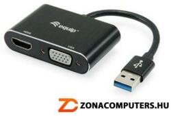 USB3.0(apa) to HDMI(anya) to VGA(D-SUB15)(anya) EQUIP 133386 átalakító adapter