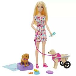 Mattel Barbie: Szőke hajú Barbie baba kerekesszékes kutyussal HTK37