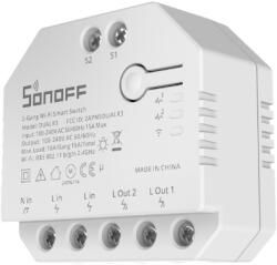 Sonoff Dual (R3) WiFi-s okosrelé, két áramkörös, fogyasztásméréssel, redőnyvezérléssel (SON-REL-DUA-R3)