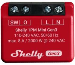Shelly PLUS 1PM MINI Gen3, Wi-Fi + Bluetooth okosrelé, áramfogyasztás-méréssel (ALL-REL-PLUSMINI1PM-R3)