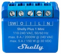 Shelly PLUS 1 Mini, egy áramkörös WiFi + Bluetooth okosrelé (ALL-REL-PLUSMINI1)