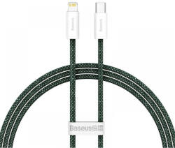 USB Type-C töltő- és adatkábel, Lightning, 100 cm, 20W, gyorstöltés, PD, cipőfűző minta, Baseus Dynamic, CALD040206, sötétzöld