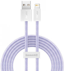  USB töltő- és adatkábel, Lightning, 200 cm, 2400 mA, 20W, gyorstöltés, cipőfűző minta, Baseus Dynamic 2, CALD040105, lila