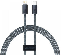 USB Type-C töltő- és adatkábel, Lightning, 100 cm, 20W, gyorstöltés, PD, cipőfűző minta, Baseus Dynamic, CALD000016, szürke