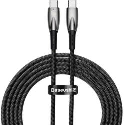  USB Type-C töltő- és adatkábel, USB Type-C, 200 cm, 5000 mA, 100W, törésgátlóval, gyorstöltés, PD, Baseus Glimmer, CADH000801, fekete - tok-shop