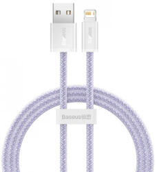  USB töltő- és adatkábel, Lightning, 100 cm, 2400 mA, 20W, gyorstöltés, cipőfűző minta, Baseus Dynamic 2, CALD040005, lila