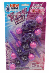  Toshe Purple Power Fresh Flowers virág illatú vízszínező WC-frissítő golyók - 4x55 g