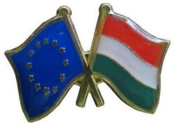 Magyarország kitűzó dupla lobogó EU+Magyarország