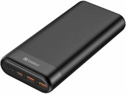 Sandberg Powerbank 20000mAh, USB-C PD 65W + 2x QC3.0, fekete
