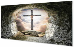  tulup. hu Konyhai üveg panel Cave fény kereszt Jézus 100x50 cm